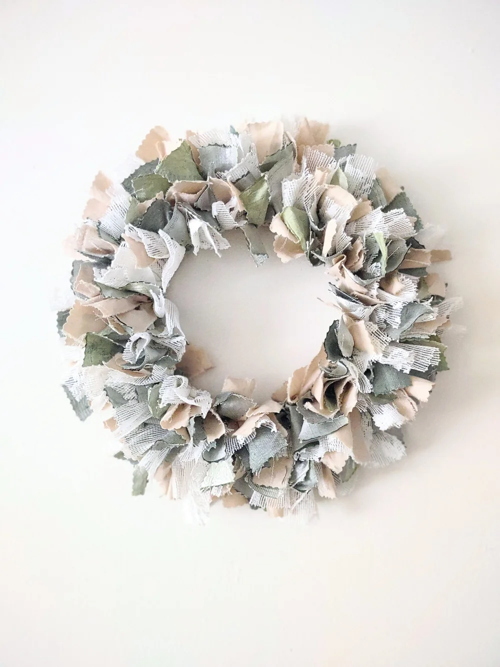 Boho Farmhouse Shabby Chic Rustic Fabric Wreath